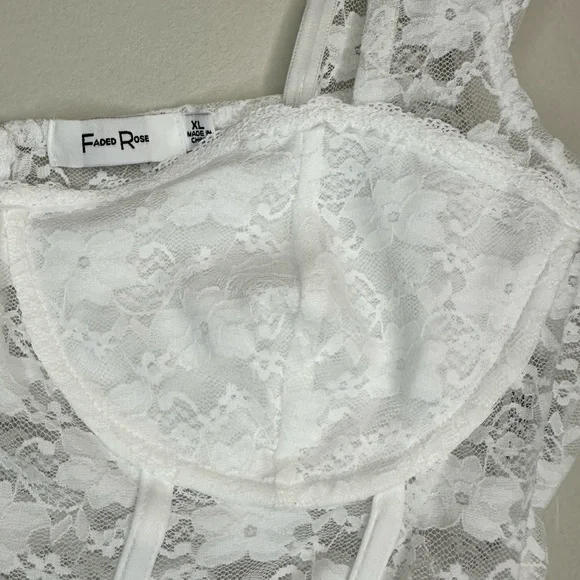 NWT Faded Rose Corset Bustier Women's White Cropped Lace Top Size XL - Picture 6 of 8